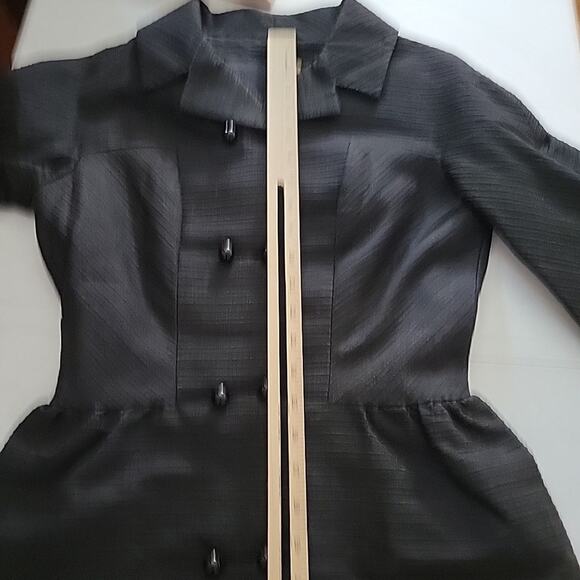 Vintage Bullocks Wilshire Wynshire Black Double Breasted Textured Dress Classic - Picture 14 of 16